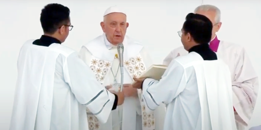 Pope Francis at Public Mass in Indonesia (Screenshot and cropped from Vatican News Video)